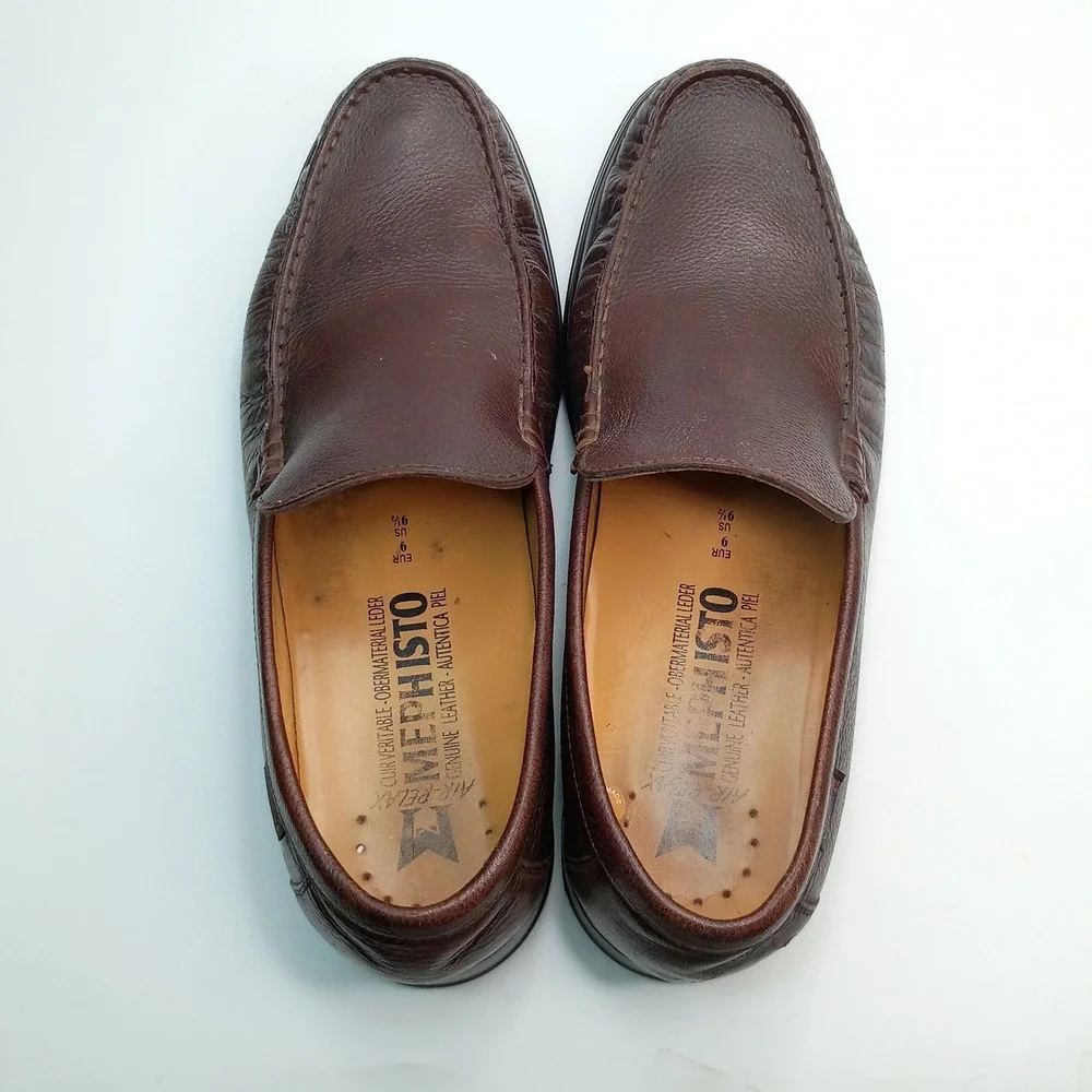Mephisto Loafers Slip On Men Size 9.5 Brown Pebbled Leather Moc Toe Shoes